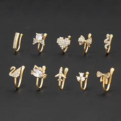 Amazon best-selling zirconia butterfly bow U-shaped nose clip false nose stud exaggerated minimalist non-piercing jewelry