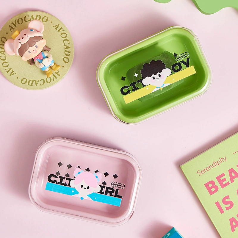 Городские мальчики и девочки мыльницы с крышкой для путешествий Удобный мыло держатель студенческого общежития мультфильм мыльница