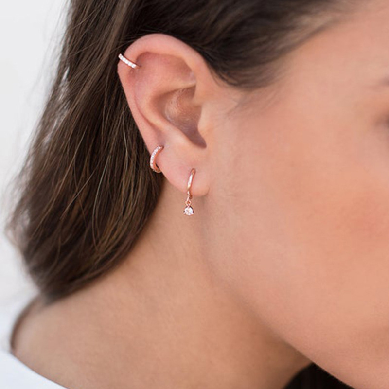 Fashion Single Diamond Geometric Minimalist Zircon S925 Silver Earrings display picture 4