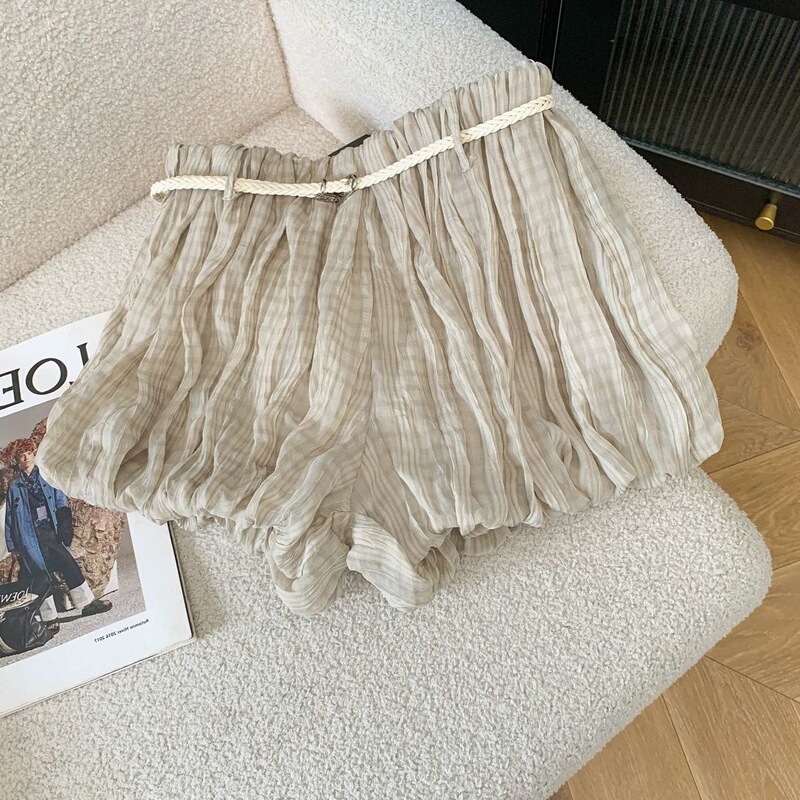 Guangzhou Shisanxing High-Quality Goods~ Selected Textured Pleated Plaid Bloomers Shorts Skirt for Women, Summer, Petite Size Guangzhou Shisanxing High-Quality Goods~ Selected Textured Pleated Plaid Bloomers Shorts Skirt for Women, Summer, Petite Size