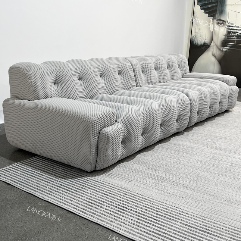 Sofá de compresión de vacío sofá de comercio exterior italiano minimalista 3D línea recta diseñador de casa sofá de hebilla