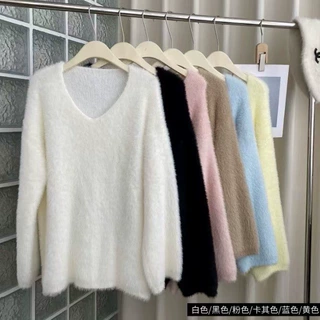 仿水貂绒毛茸茸2025新款韩式慵懒风感休闲上衣女装毛衣女秋冬