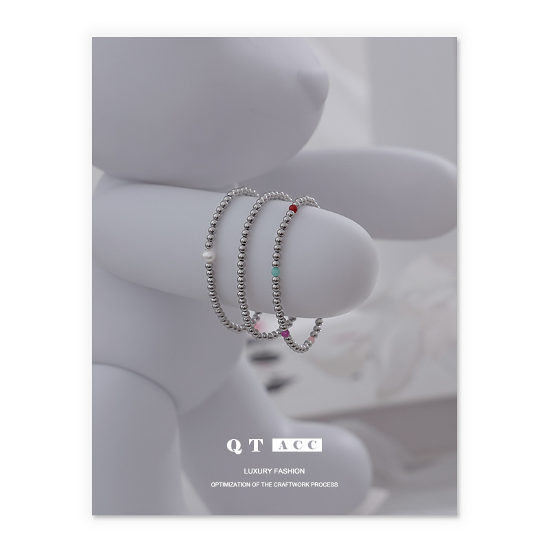 De Acero de titanio de moda fresco hip hop estilo Piedra Natural apilados de perlas de agua dulce natural pulsera textura ins pulsera para hombres y mujeres