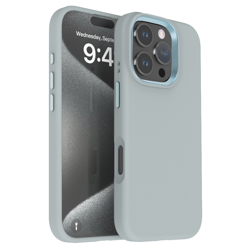 純色ビジネス液体シリコン携帯ケースはiphone 16 pro金属リングレンズで携帯ケースを保護する|undefined