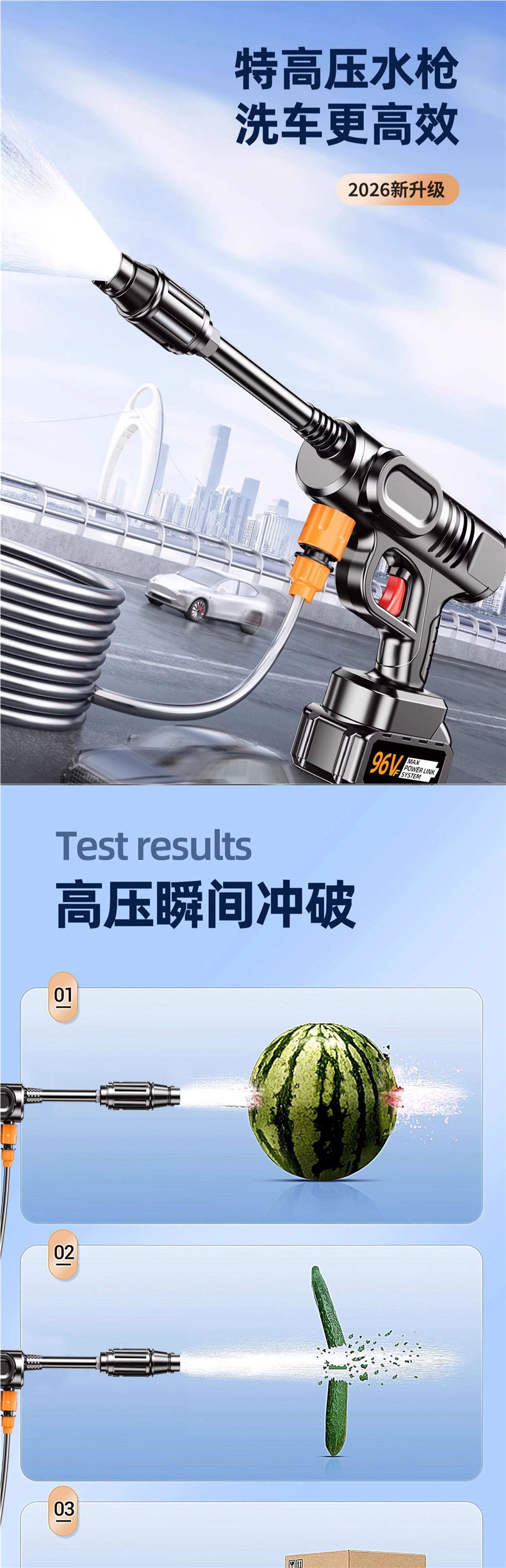 Wireless Car Washing Machine 2026 New Model High-Pressure Water Gun for Home Use, Powerful Rechargeable Lithium Battery Booster