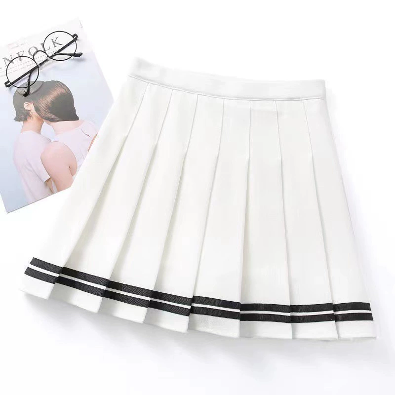  Pleated skirt, high-waist Korean style A-line with colored protective underwear, autumn mini