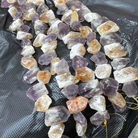 20-30大颗粒原矿紫晶黄晶diy手工饰品工艺品半成品