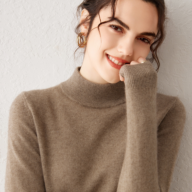 Double-layer semi-high collar cashmere sweater women's autumn and winter new soft waxy skin-friendly base shirt pullover solid color all-match sweater Double-layer semi-high collar cashmere sweater women's autumn and winter new soft waxy skin-friendly base shirt pullover solid color all-match sweater