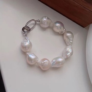 Natural Large Colorful Baroque Pearl Bracelet for Women, Fashionable, Simple and Elegant, Ruili Style, Luxurious and Trendy