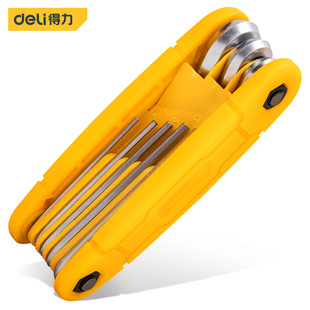 Deli tool hexagon socket suit 8-piece folding flat head hexagon socket combination metric plastic frame with magnetic 1.5-8mm
