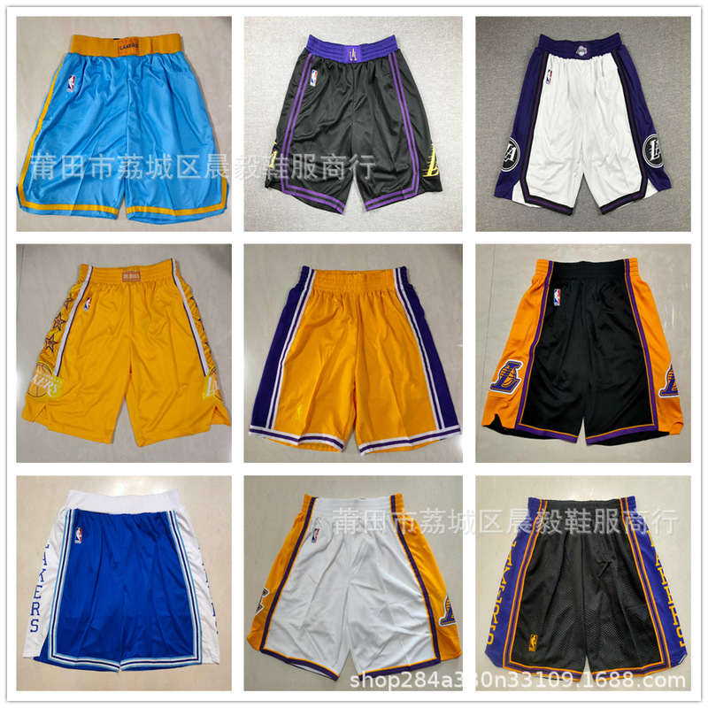 Lakers Kobe James Basketball Pants Sports Shorts Men's Running Training Pants Loose City Edition Ball Pants Wholesale Lakers Kobe James Basketball Pants Sports Shorts Men's Running Training Pants Loose City Edition Ball Pants Wholesale