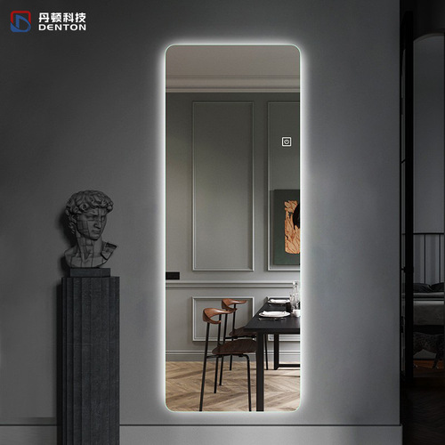 Smart borderless dressing mirror LED light wall-mounted full-length mirror rounded hanging fitting room mirror with light decorative mirror