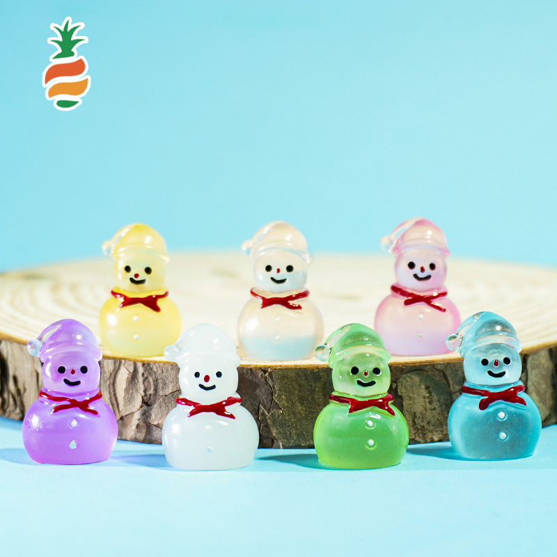Escena de nieve pequeños adornos muñeco de nieve luminoso Navidad nuevo lindo muñeco de nieve luminoso micro paisaje accesorios de decoración de escritorio