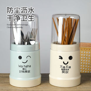 Kitchen Chopstick Holder Plastic Chopstick Tube Household Creative Dust-Proof and Drainable Tableware Storage Rack Chopstick Box Chopsticks with Lid