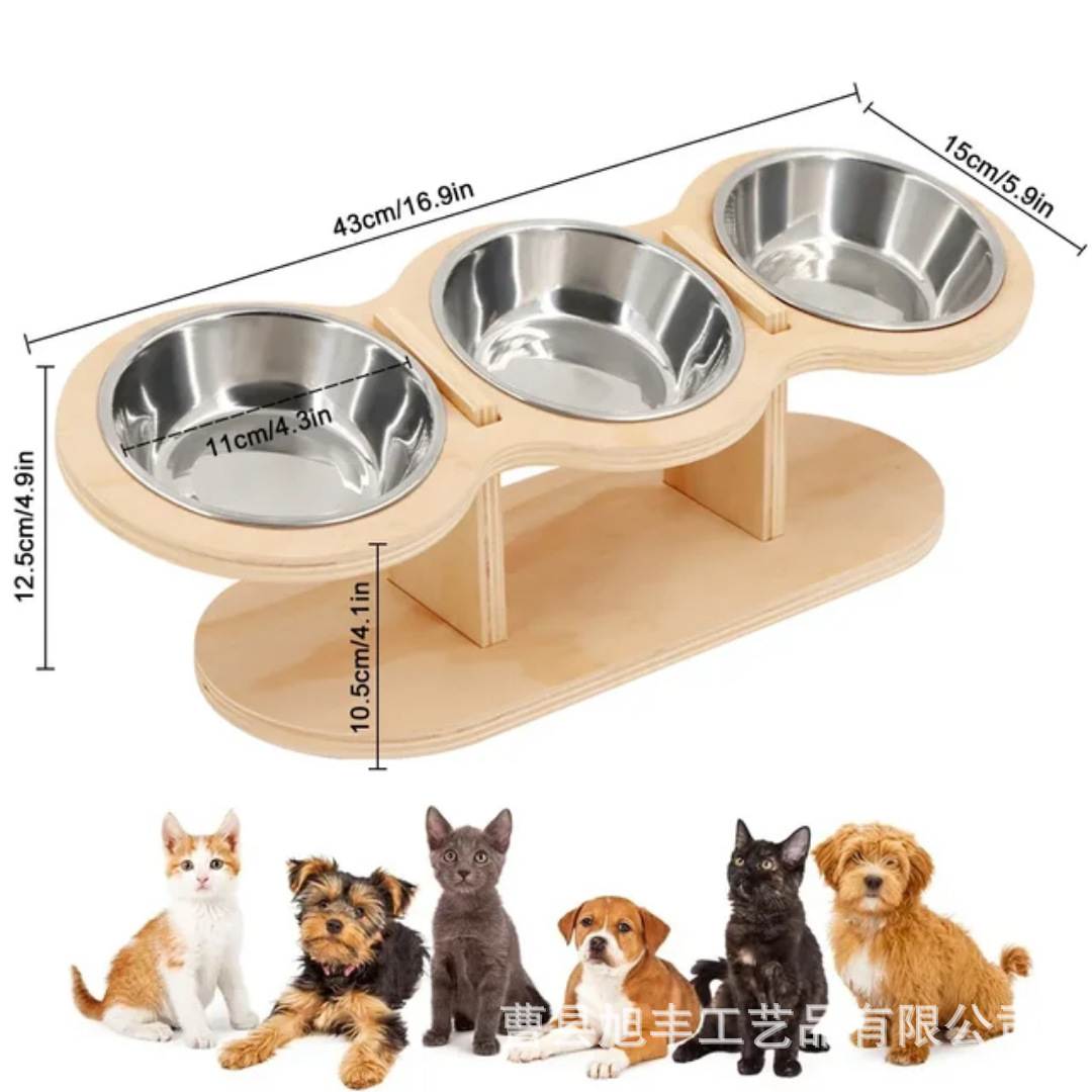 고양이 밥그릇 받침대 원목색