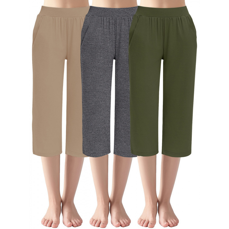 2026 Cross-Border New European and American 3-Pack Large Size Women's Loose Capri Casual Pants Cross-Border Dropshipping