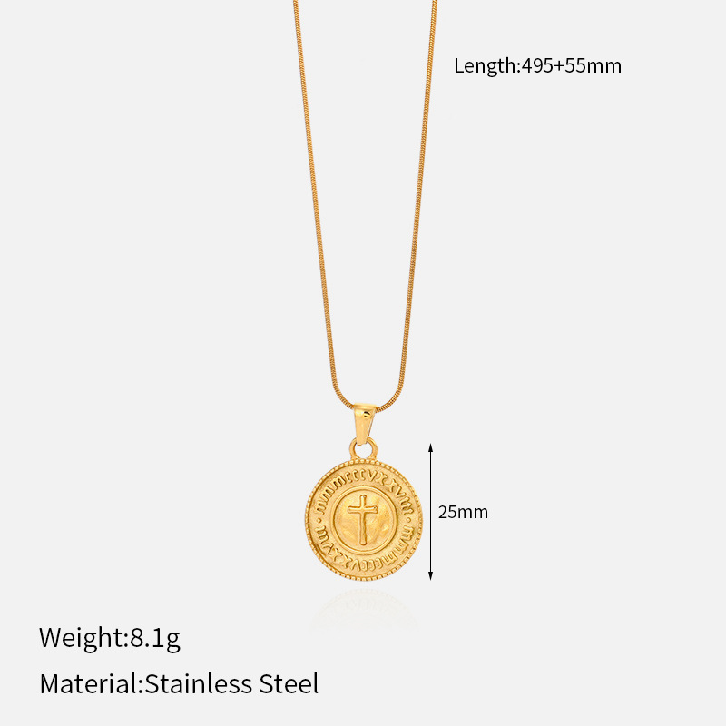 304 Stainless Steel Pendant Material Wholesale Jewelry Elegant Vintage Style Cross Coconut Tree Lion 304 Stainless Steel Mixed Metal Plating Cable Chain Box Chain Snake Chain Pendant Necklace