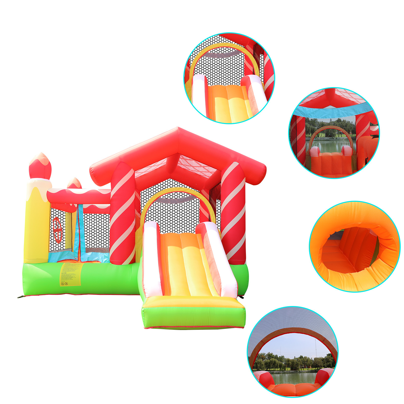 AMF | Castillo inflable infantil para fiestas, pequeño tobogán inflable, castillo infantil, pequeño trampolín inflable