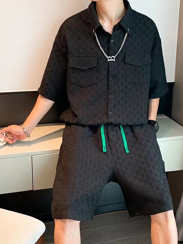 Traje de camiseta de verano para hombres de moda, pantalones cortos deportivos casuales de moda para hombres, traje de dos piezas con un conjunto de ropa, guapo