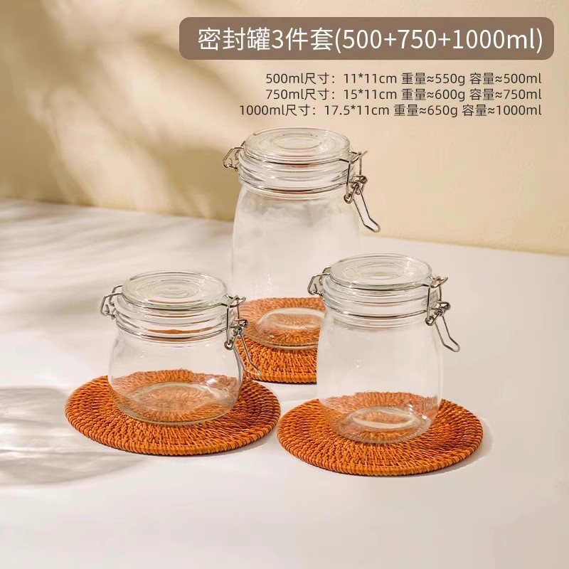 Frasco de vidrio sellado con tapa botella de miel vino espumoso tarro de encurtidos domésticos Comida pequeña jarra de almacenamiento botella vacía