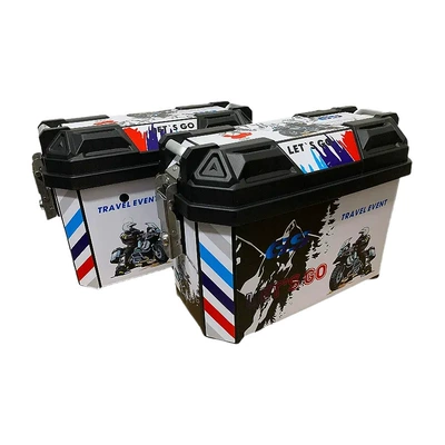 Box, Electric Vehicle Side Box, Electric car tail box - 36l-pair-of-time-traveling-red-sticker-side-cases-leather-lining-quick-release-tailstock-style-integrated-mounting-bracket