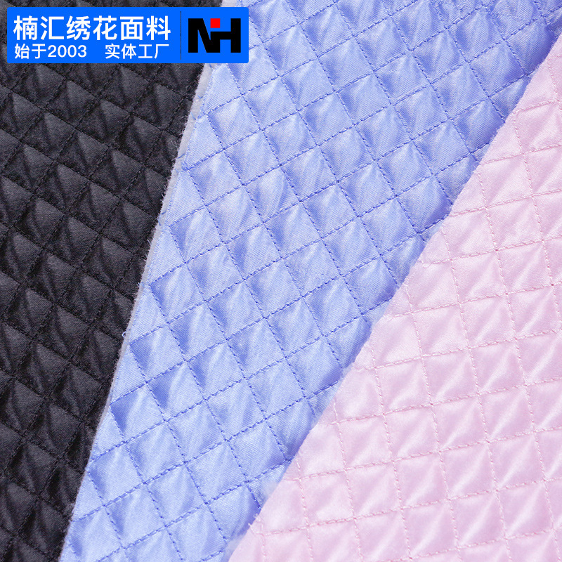 Polyester embroidered fabric satin Plaid luggage cushion quilted cotton cloth in stock wholesale designer embroidered fabric Polyester embroidered fabric satin Plaid luggage cushion quilted cotton cloth in stock wholesale designer embroidered fabric