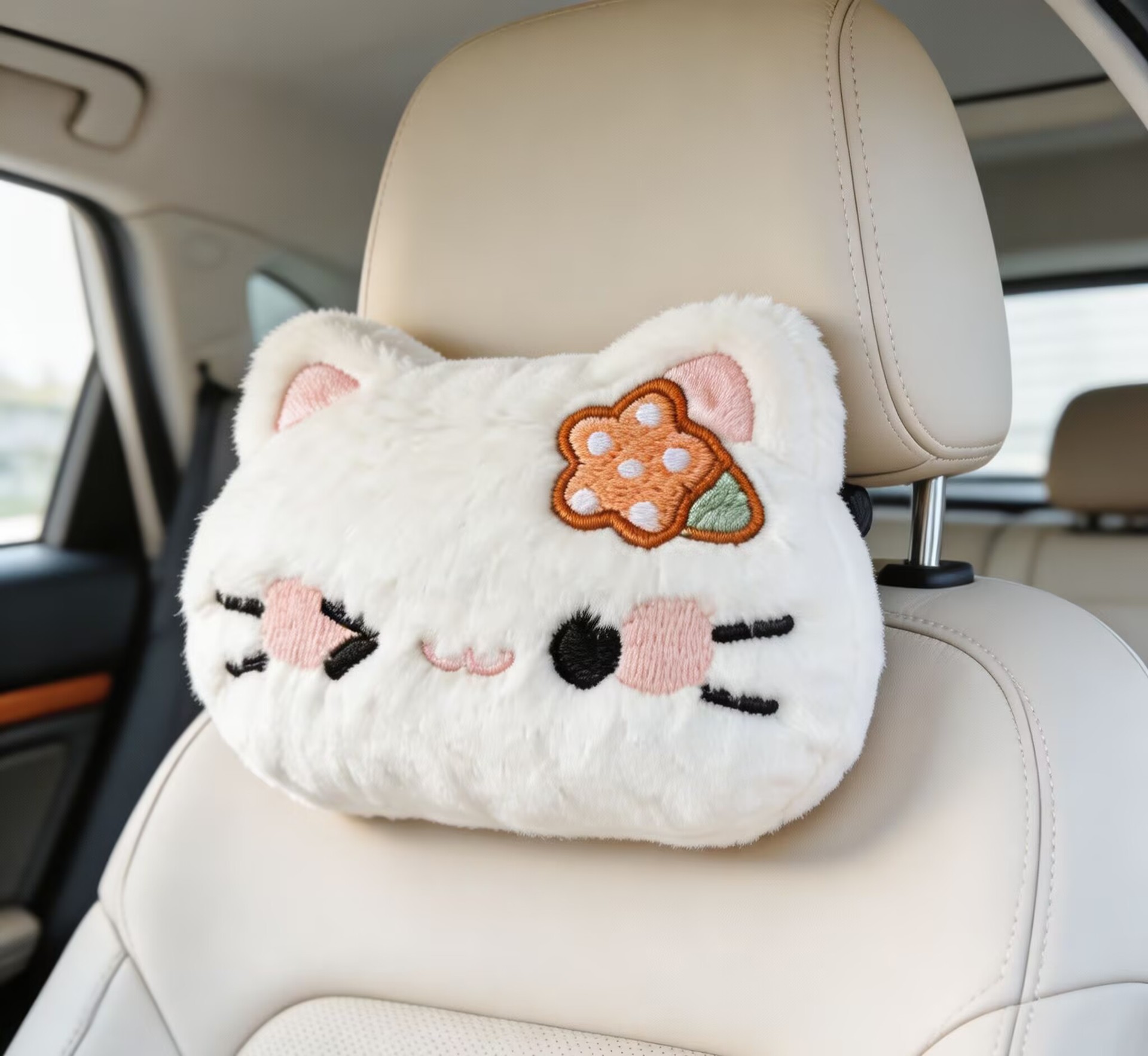 Kt Cat Plush Stuffed Toy Cartoon Car Headrest Pillow Neck Pillow Cute Car Headrest