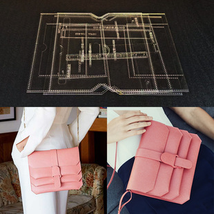 Handmade Leather diy Women's Shoulder Bag Crossbody Bag Version Drawing Bag Cut-Free Acrylic Paper Plaid