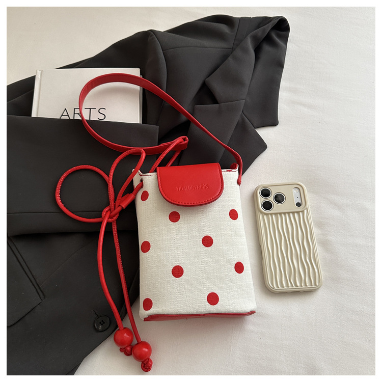 Polka Dot Flap Compact Bucket Shoulder Bag 35