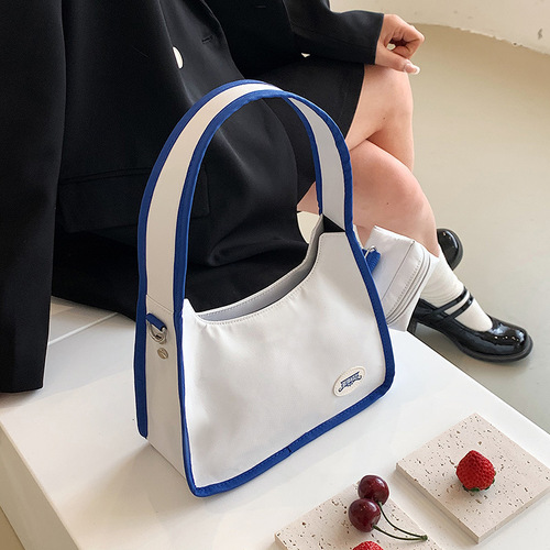French niche handbag women's new trendy fashion armpit bag versatile ins contrasting color single shoulder crossbody bag