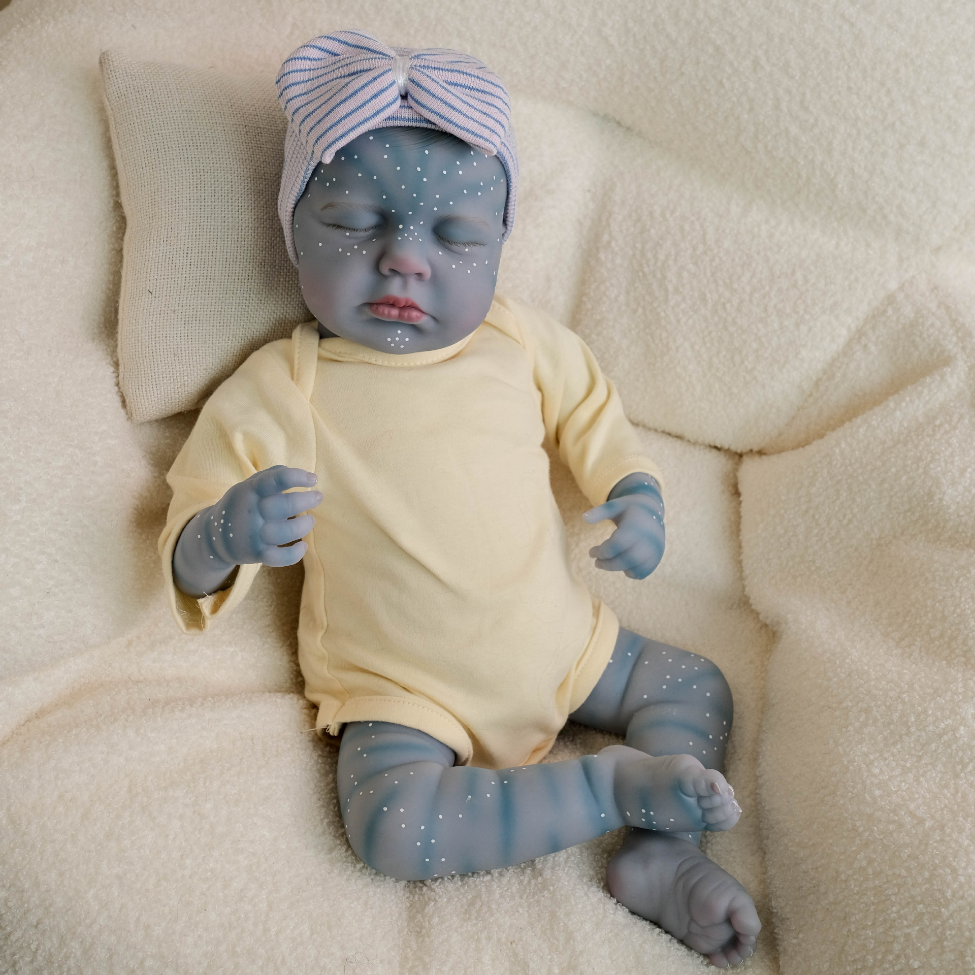 19inch mameco amarillo claro LOULOU Avatar muñeca de simulación pintada a mano para enviar juguetes para niños