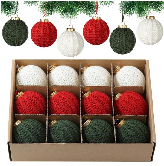 Colgante de lana de punto de color de Navidad colgante de Navidad rojo verde mezcla de árbol de Navidad decoración colgante de atmósfera de vacaciones