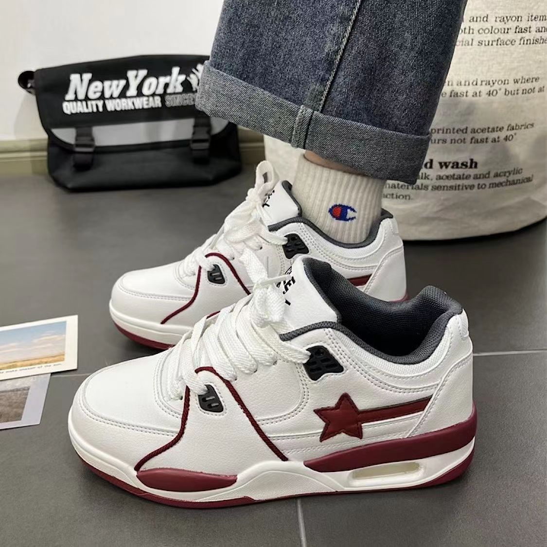 New versatile simple stylish sports basketball shoes for men lightweight retro running shoes for children and couples star board shoes