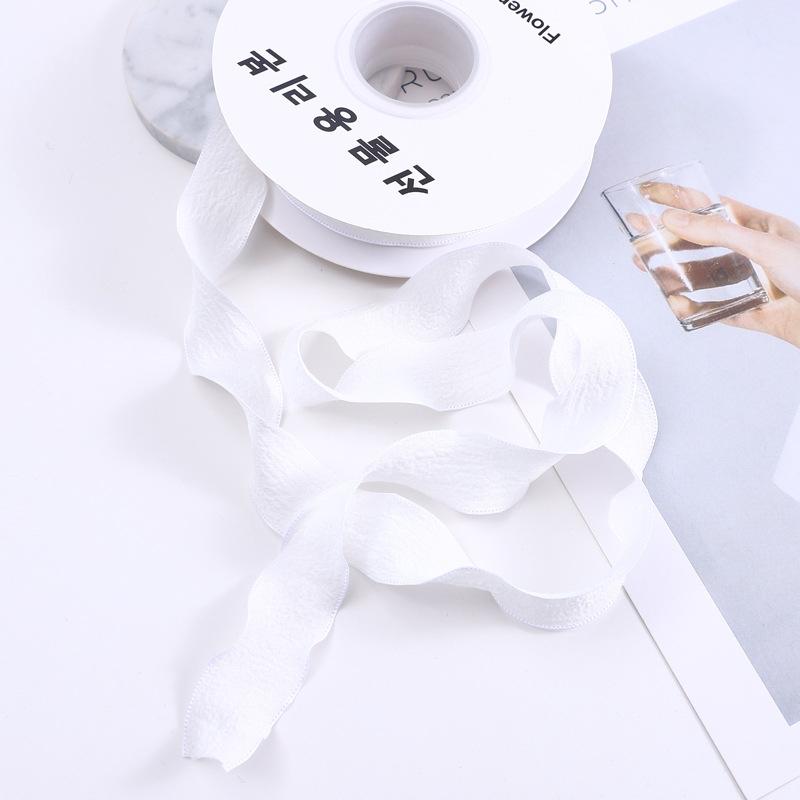 Nueva ola cinta plisada espina de pescado cinturón de hilo de oreja flor tienda de flores embalaje cinta pastel hornear cinturón de tela floral