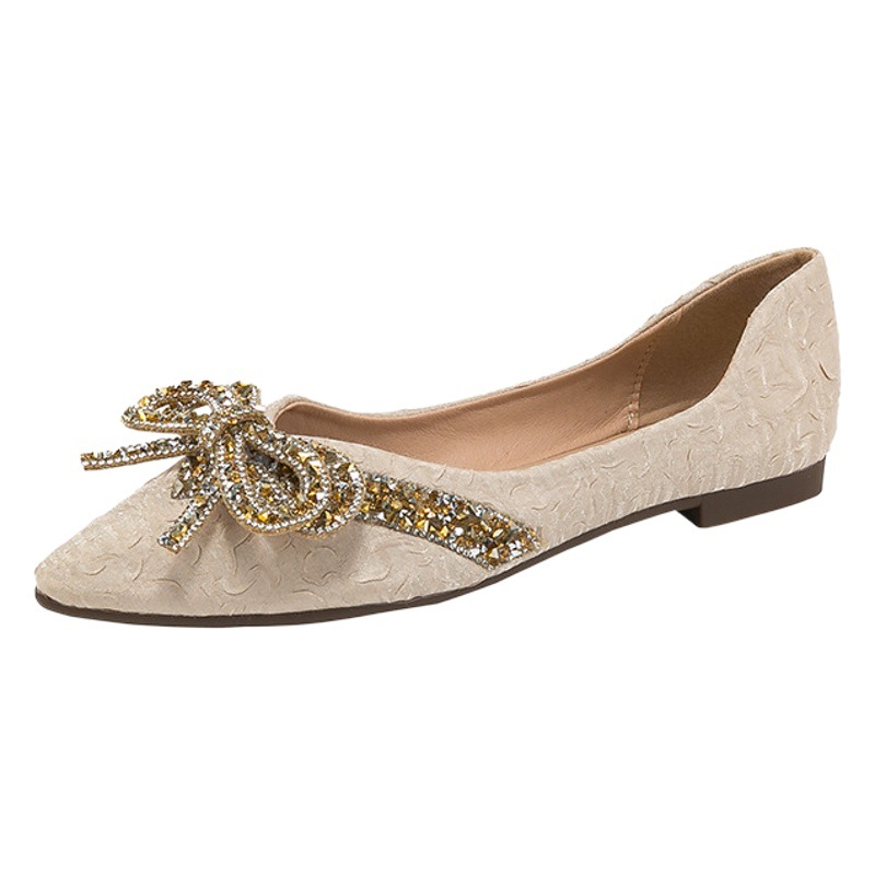 Más zapatos de una sola capa de tamaño para las mujeres 41-43 punta toe zapatos de boca baja 2022 nuevos mocasines planos de moda rhinestone zapatos de mujer