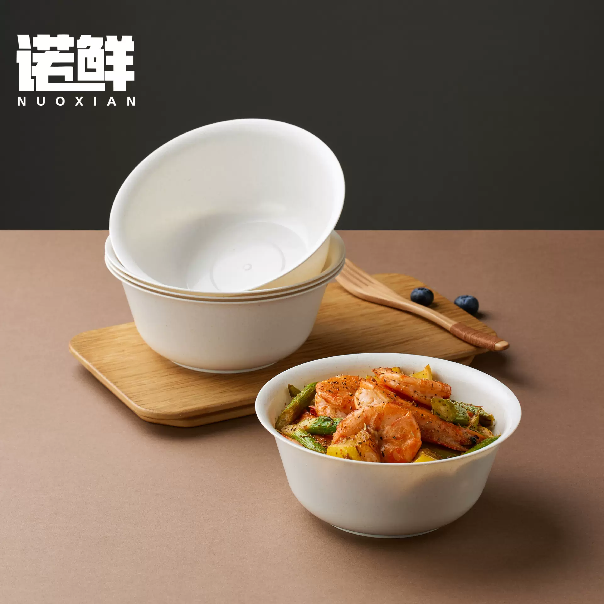 稻壳一次性碗大号泡面碗食品级大汤碗加厚耐高温家用聚餐麻辣烫碗