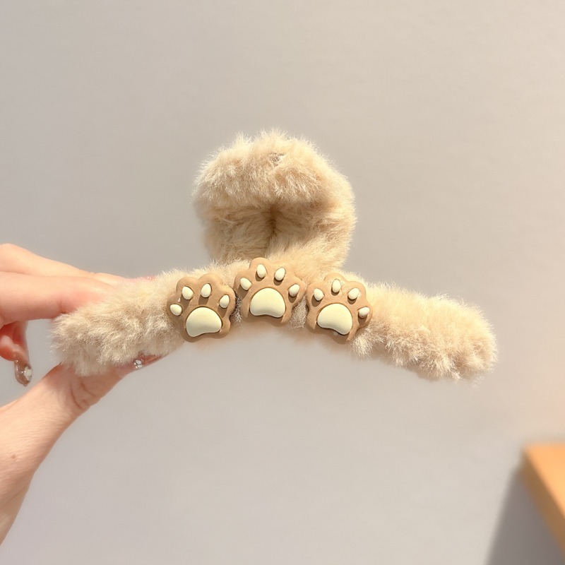 Clip de pelo coreano de peluche de invierno de cabeza de mujer gran clip de tiburón de caño y invierno clip de cabello de café clip de cabeza