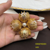 Retro small design brooch from pearl, earrings, set