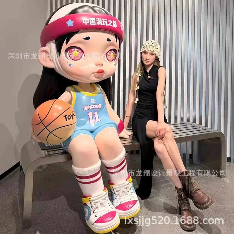 Скульптура-талисман из стекловолокна, модная игрушка для торгового центра, магазина, баскетбольная модель, интернет-знаменитость, фотозона, витрина