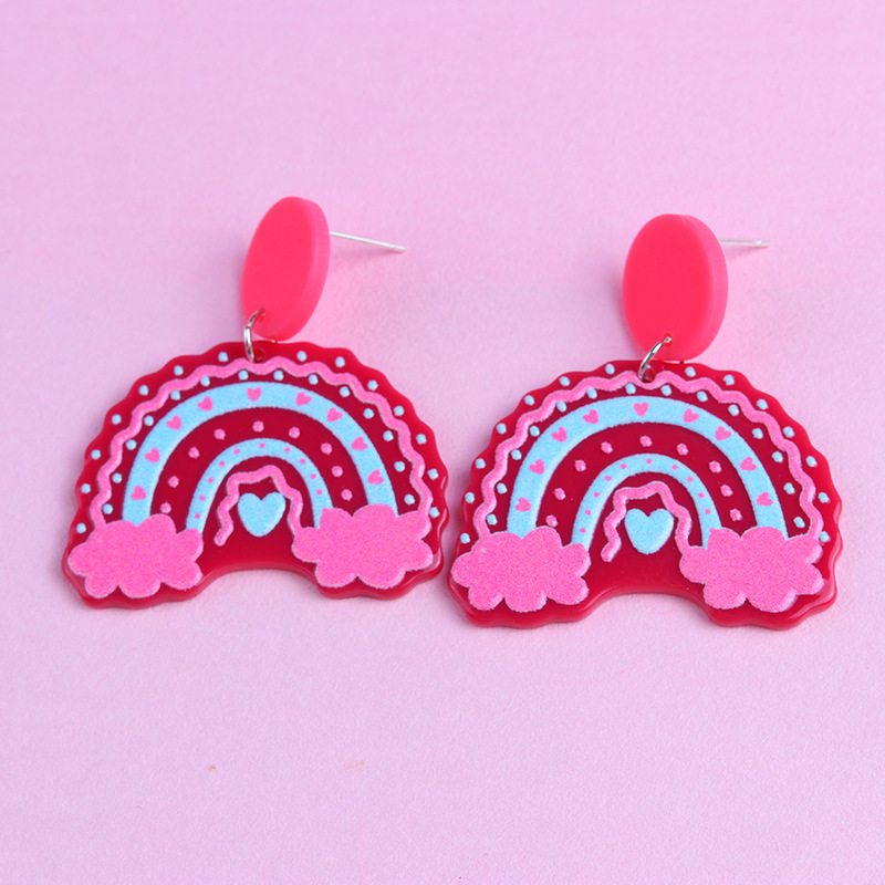 Cartoon Style Geometric Arylic Drop Earrings display picture 4