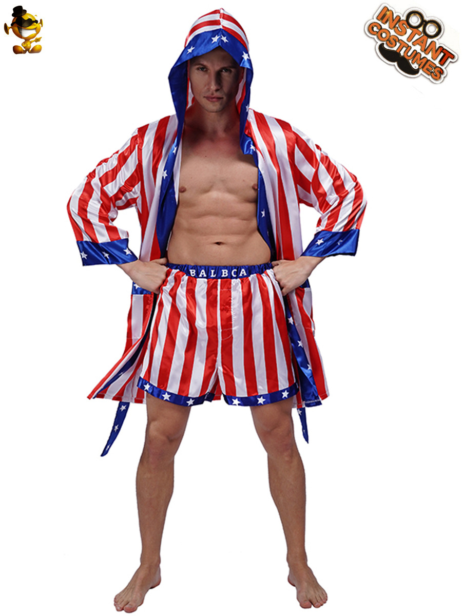 Halloween adulto boxeador de los hombres juego de rol traje de la etapa grande masculino boxeador partido rendimiento traje