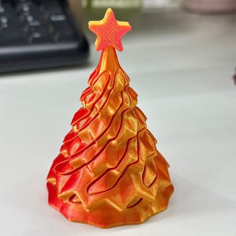 跨境新款3D打印圣诞树推推乐摆件圣诞节创意礼物螺旋解压玩具批发|undefined