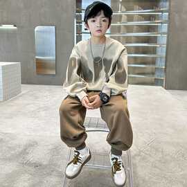 儿童休闲运动套装男童春秋季中大童帅气时髦洋气百搭宽松卫衣卫裤