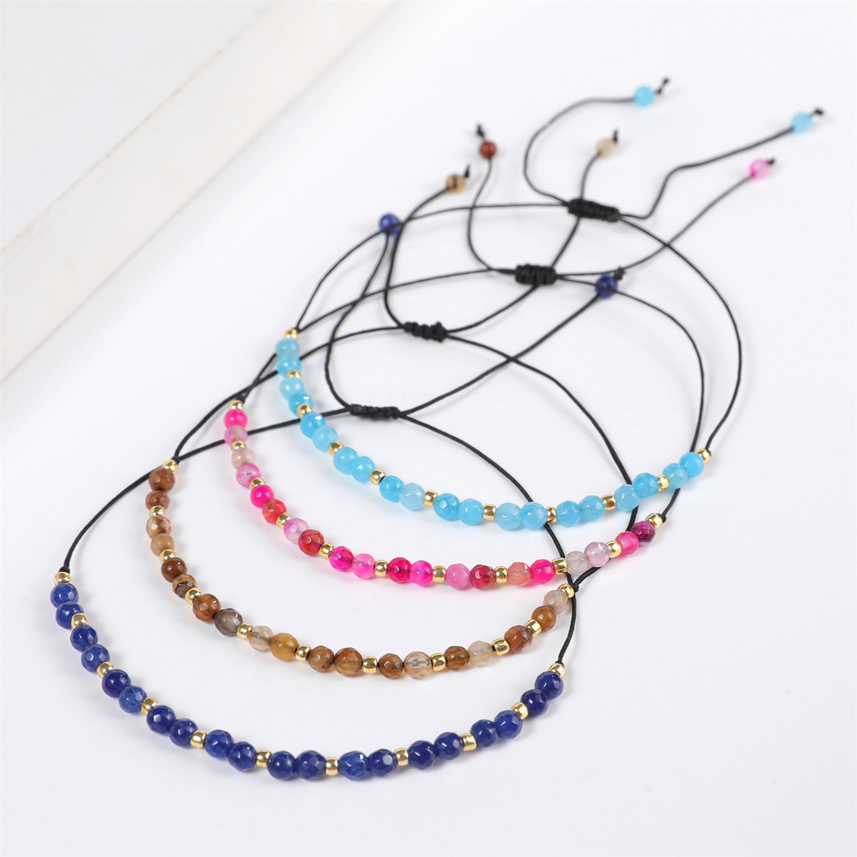 Daily Occasion Wholesale Jewelry Casual Simple Style Round Natural Stone Beaded Knitting Bracelets