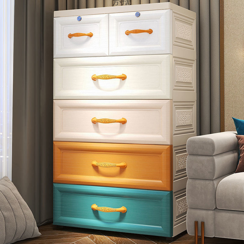 Enlarged Storage Cabinet Drawer Type with Wheels Toy Storage Box Multi-Layer Home Children Cabinet Baby Wardrobe Storage Cabinet
