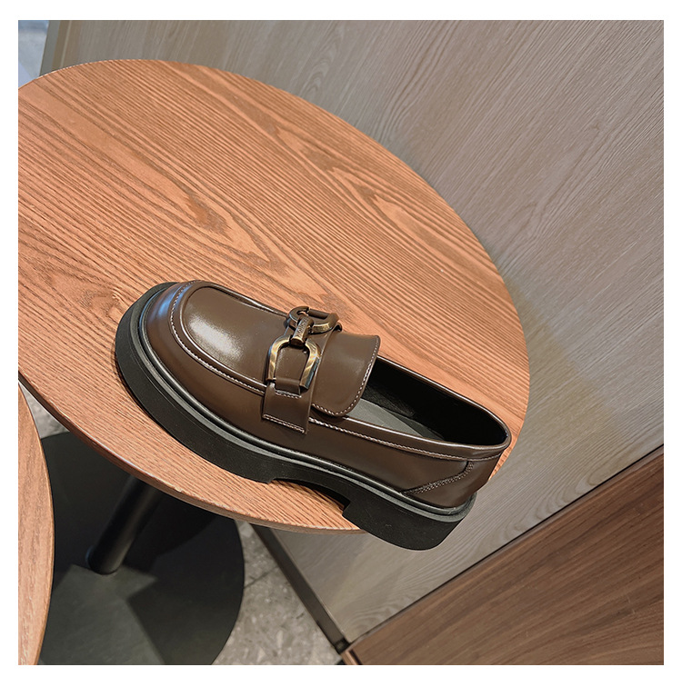 Pferdetitel Schnalle Dicke Sohle Lefu Schuhe Damen Retro Vielseitige kleine Lederschuhe Neuer britischer Stil JK Einzelschuhe_voghion.com