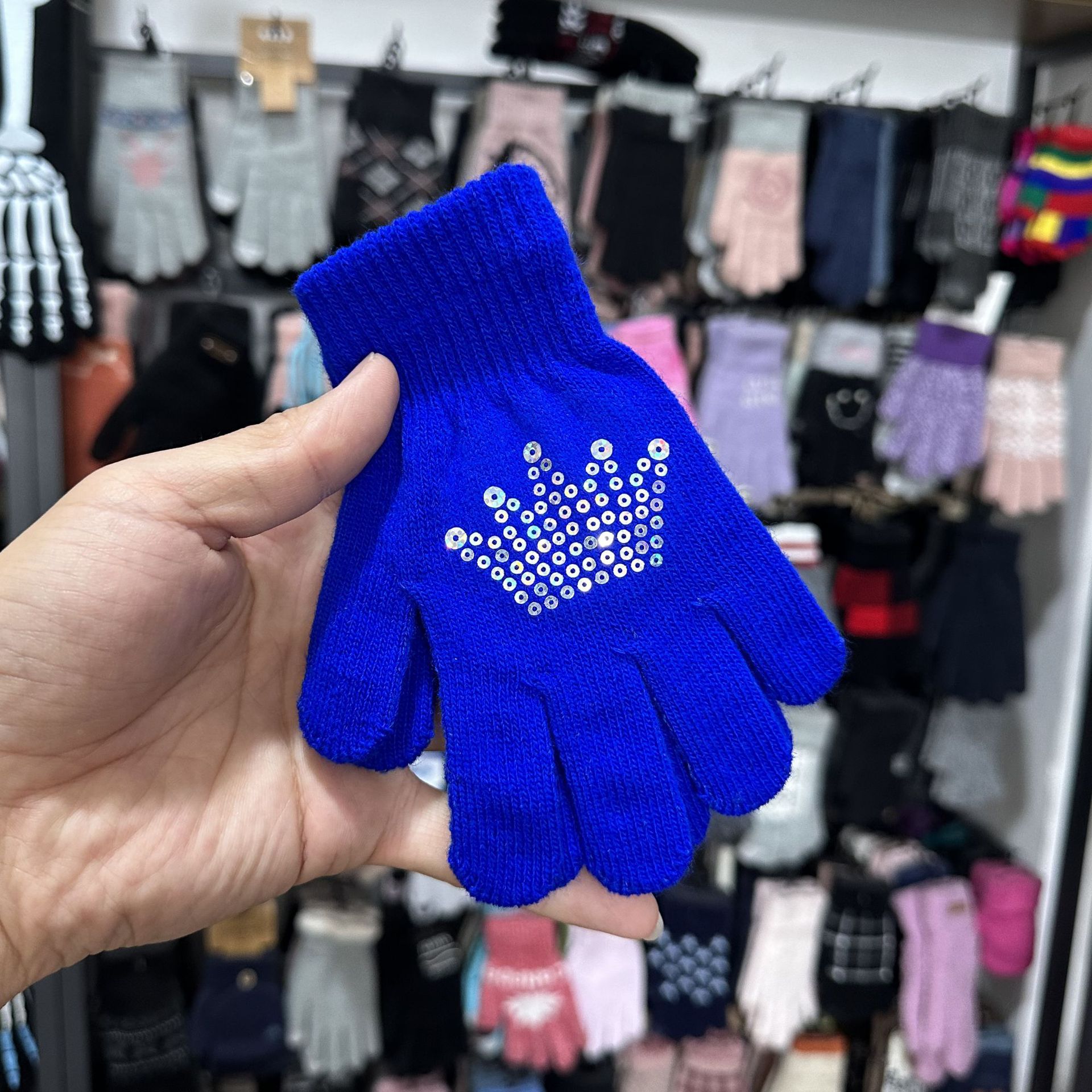 Children's keep warm knitted geometric cartoon gloves