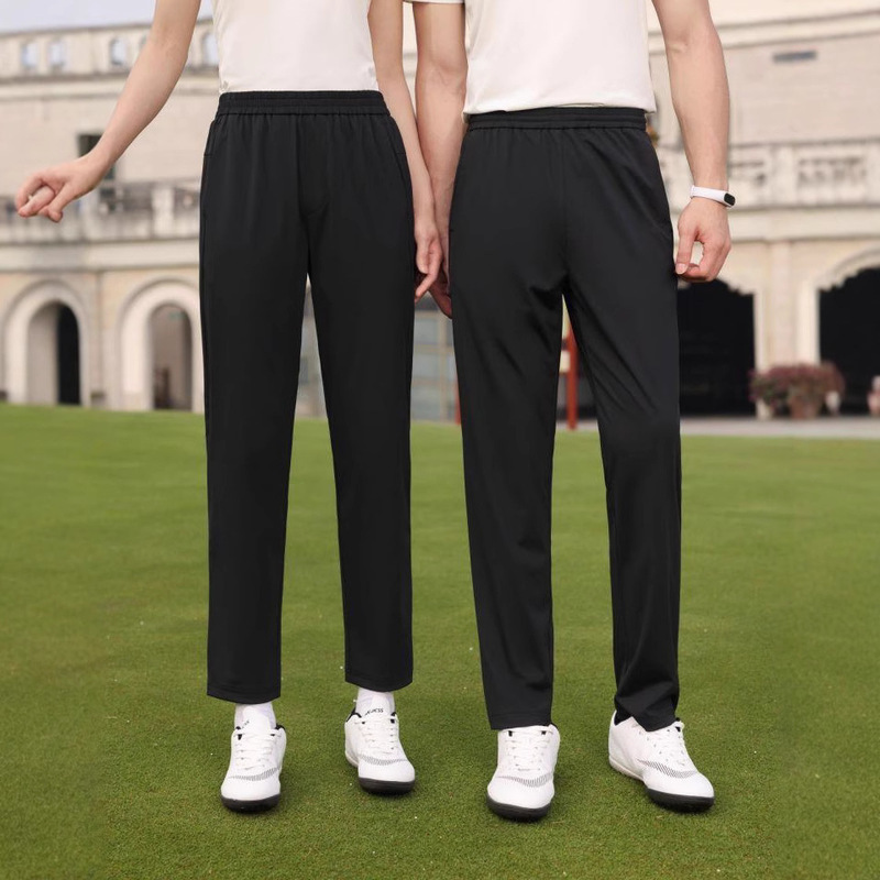 男性と女性のための夏のアイスシルクカジュアルパンツ、フィットネスランニングスポーツ弾性ウエストストレートパンツ、カスタマイズされたワークパンツ|undefined