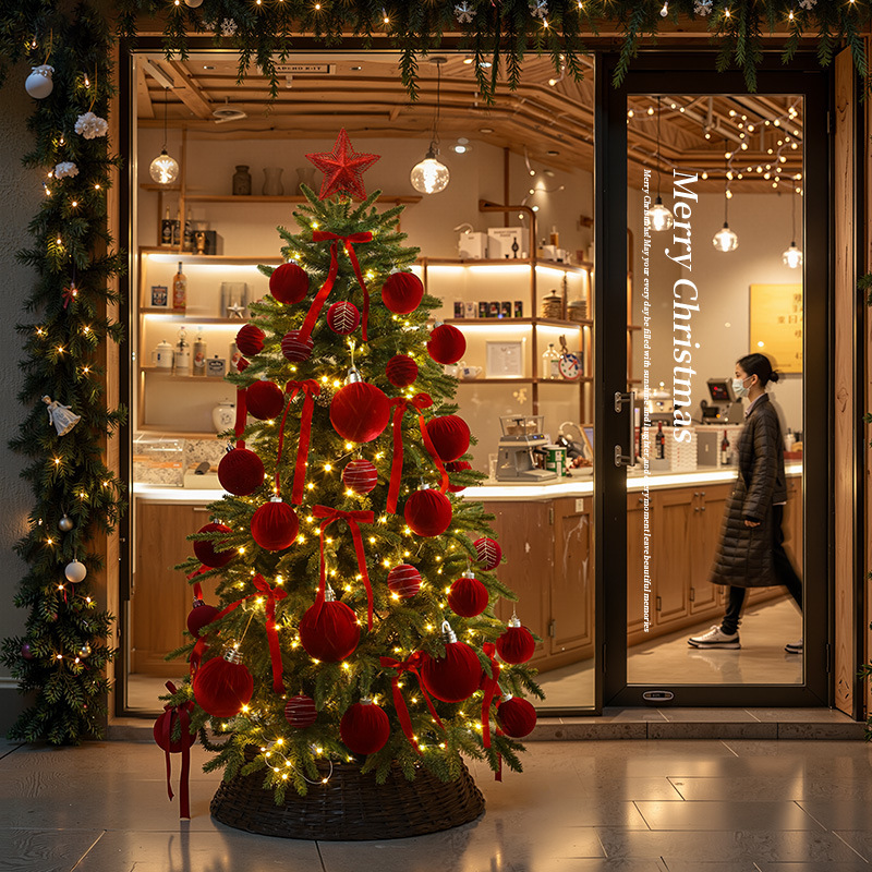 2025 nuevo paquete de árbol de Navidad arco flocado bolas domésticas de alta calidad decoraciones navideñas grandes