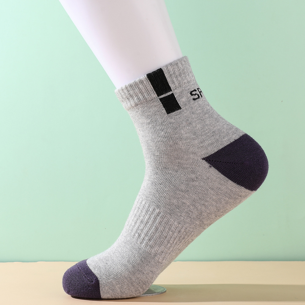 Calcetines calcetines de media pantorrilla de los hombres de caja gruesa calcetines de algodón casual de negocios letras moda sudor-absorbente transpirable Deportes calcetines de los hombres